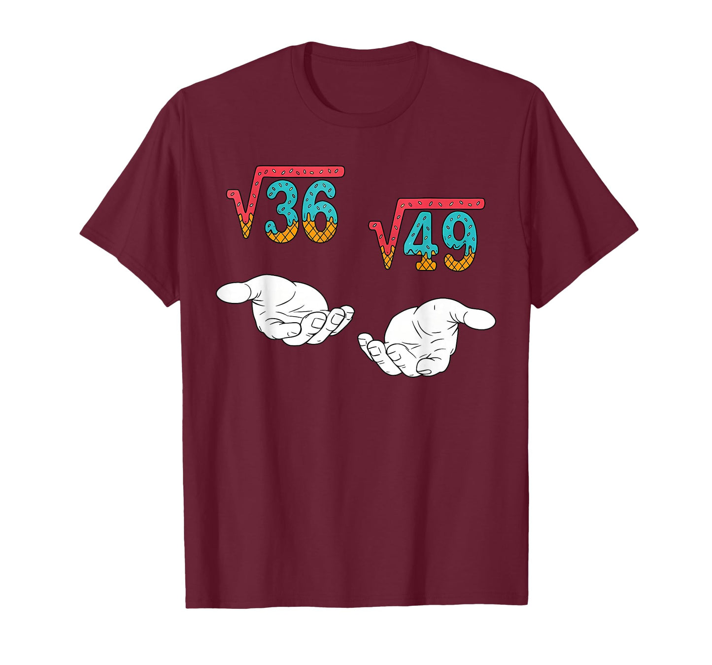 Square Root 36 49 Meme 67 Ice Cream Drip Math Teacher T-Shirt