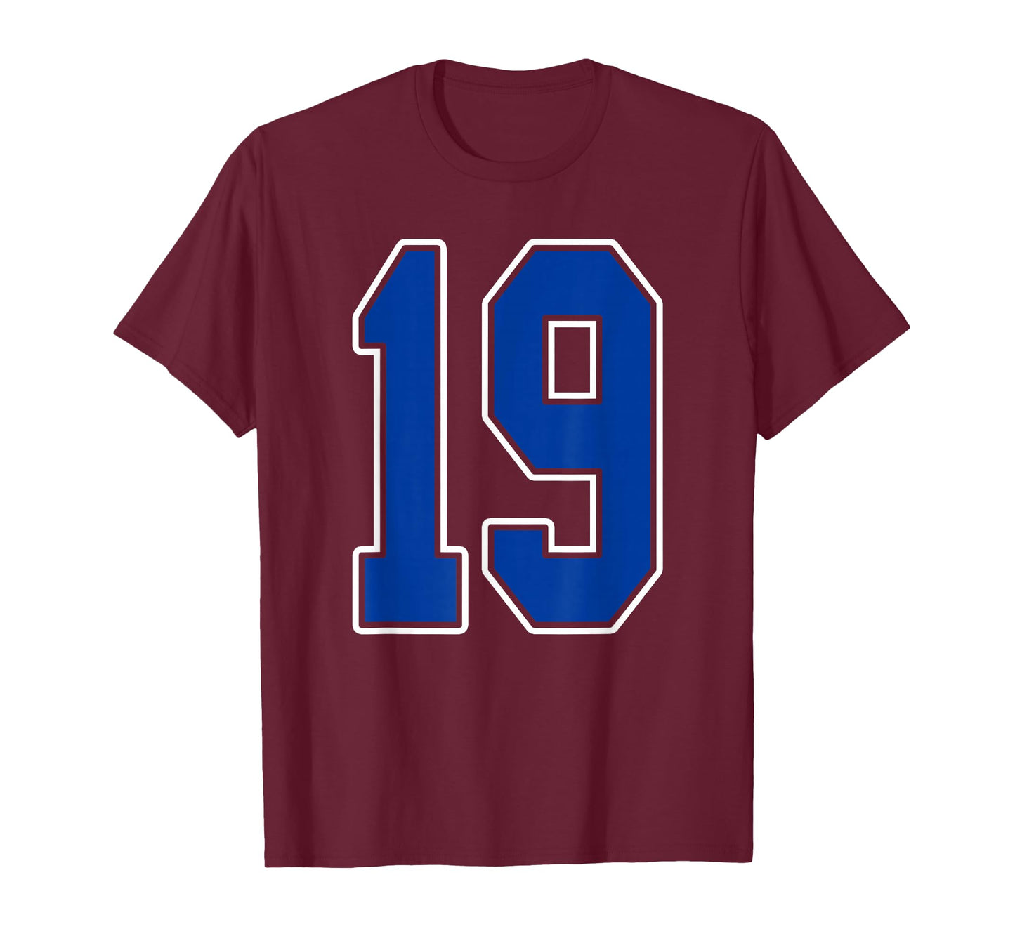 Royal Blue and White Number 19 Jersey Player Uniform #19 Fan T-Shirt