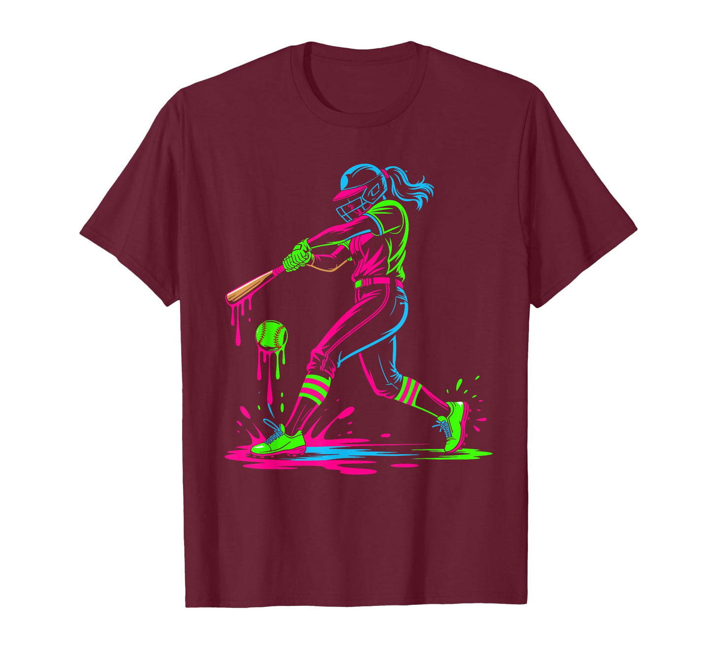 Softball Player Ice Cream Softball Drip T-Shirt