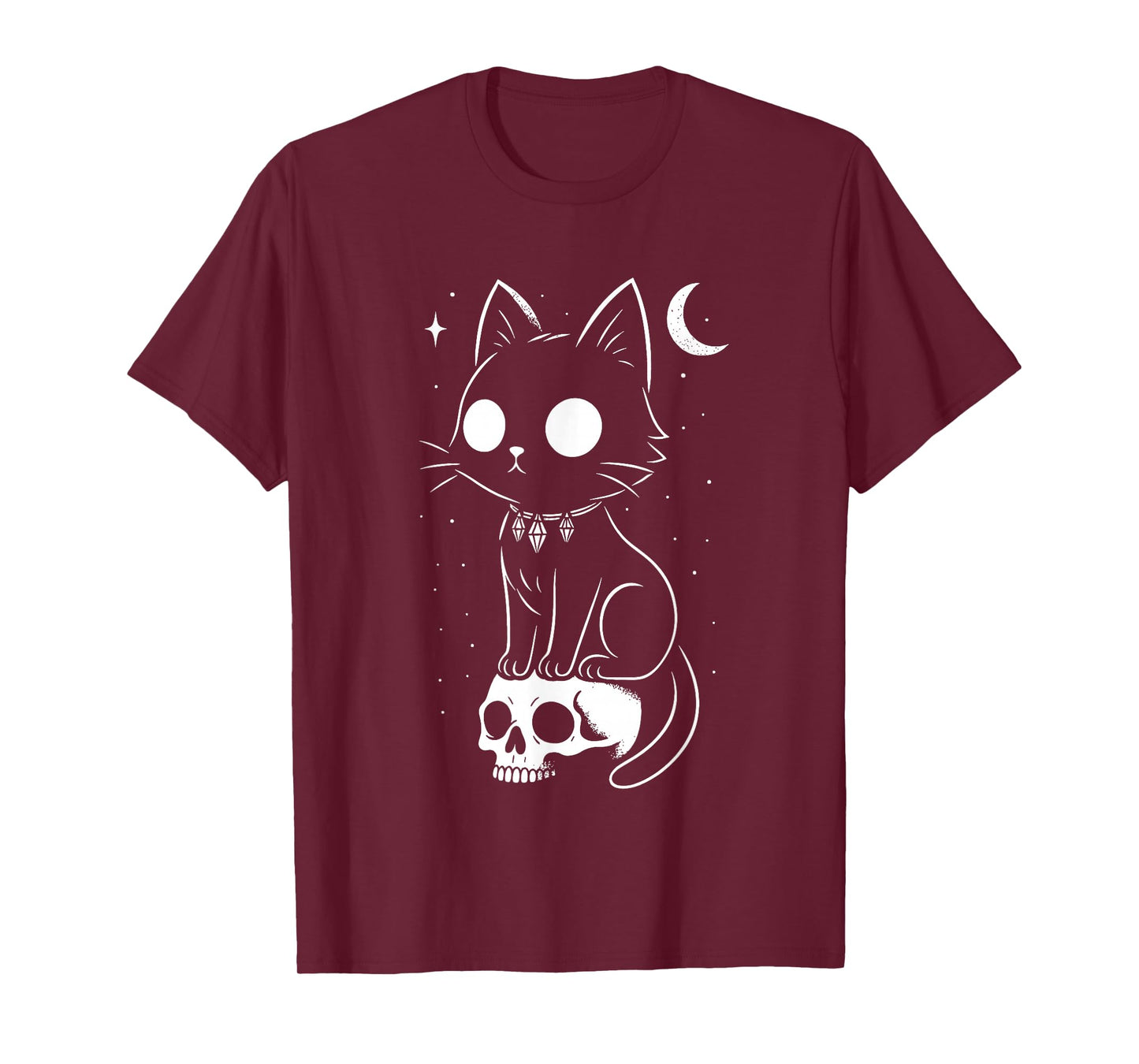 Cat Kitty Skull Creepy Cute Kawaii Goth Witchy Alt Halloween T-Shirt