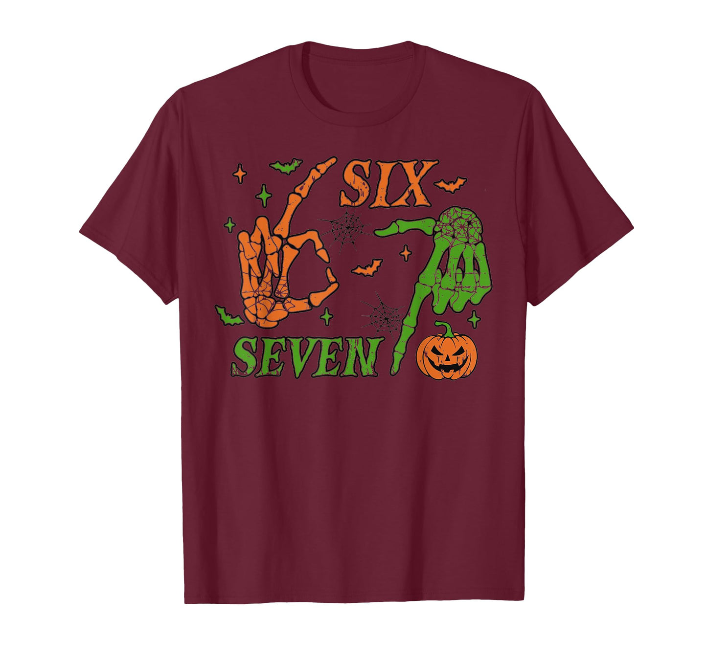 Funny Six Seven Skeleton Hands Meme Halloween Design T-Shirt