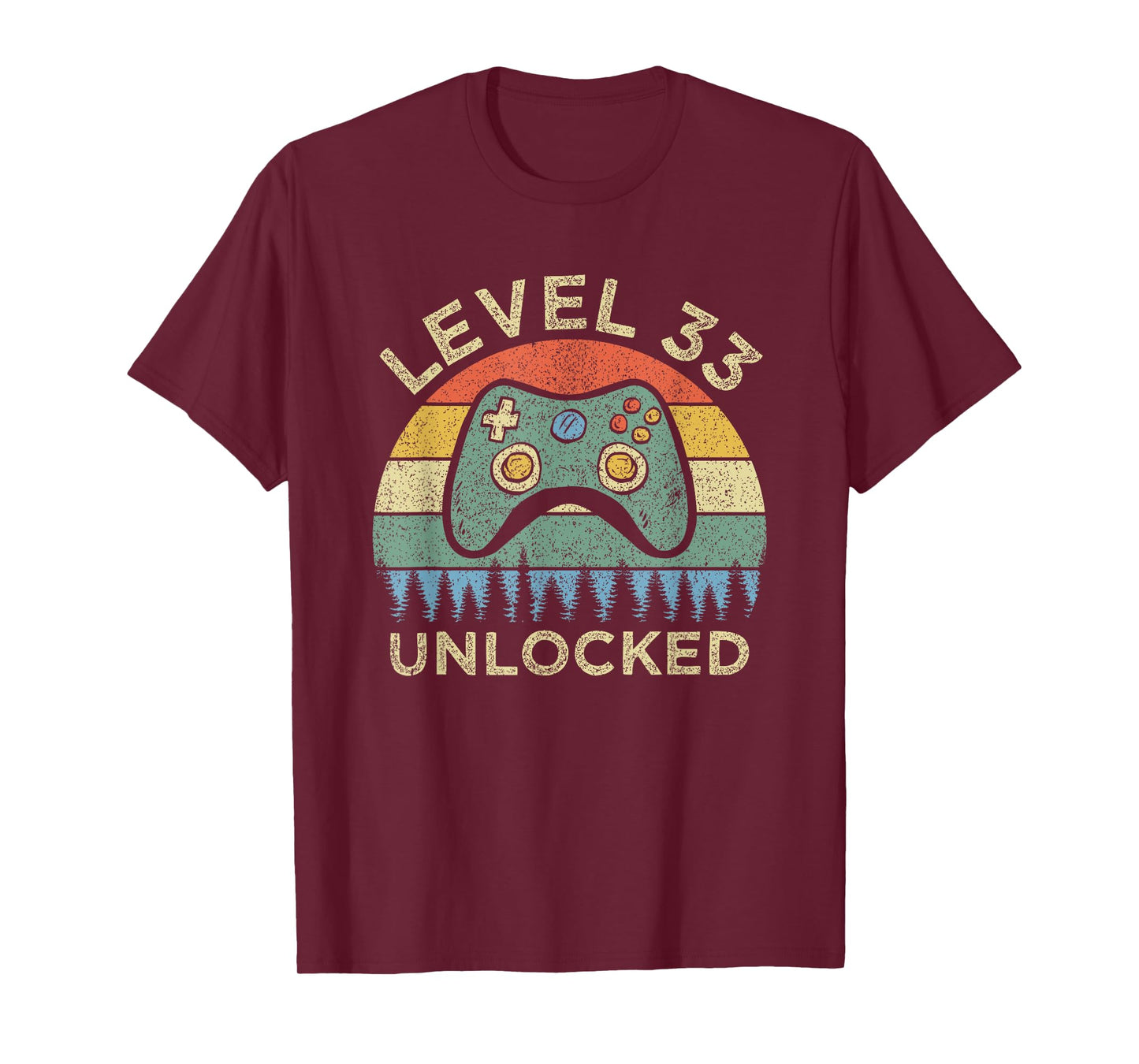 Level 33 Unlocked Video Gamer Retro 33rd Birthday Gift T-Shirt