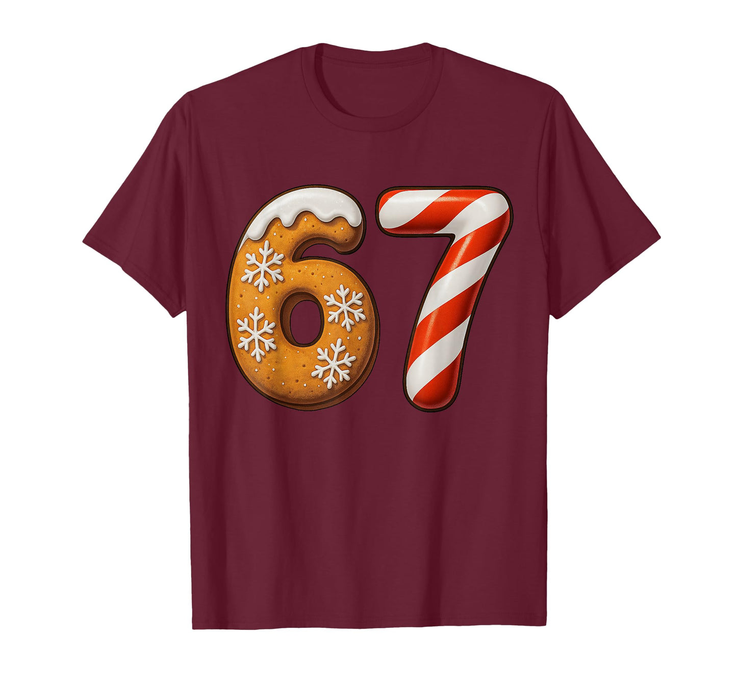 67 Six Seven 6-7 Gingerbread Candy Cane Christmas Kids Meme T-Shirt