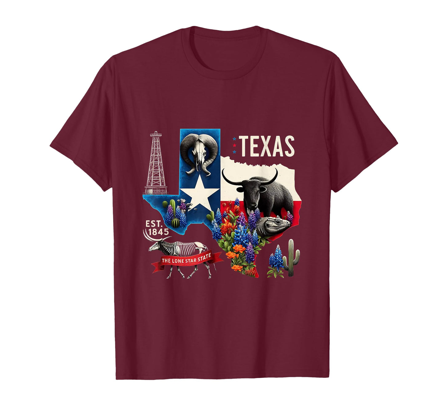 Retro Vibes Texas USA Bull American T-Shirt