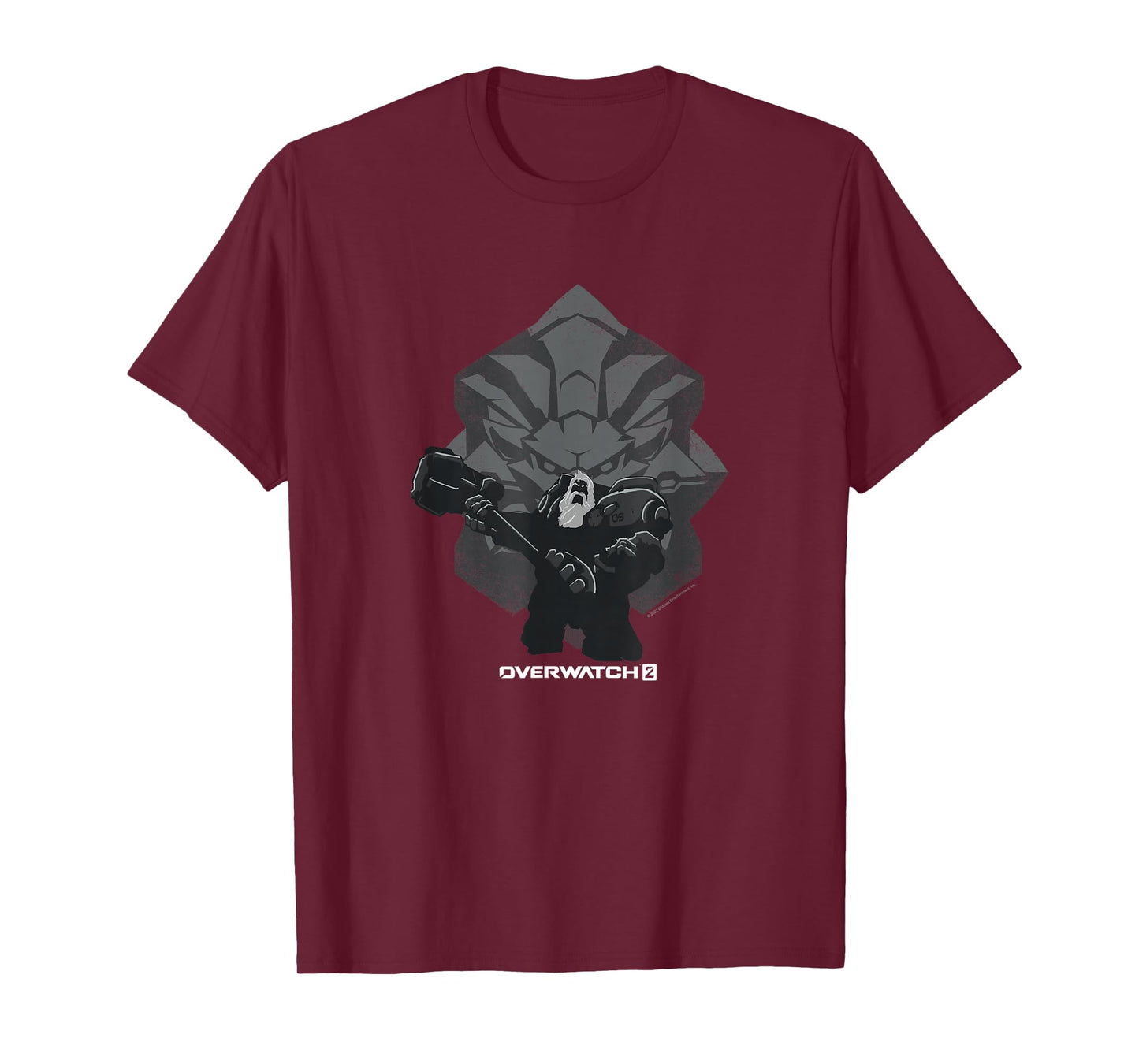 Overwatch 2 Powerful Strong Reinhardt Silhouette Chest Logo T-Shirt
