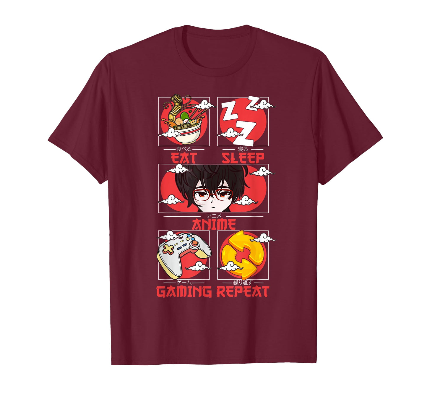 Retro Eat Sleep Anime Gaming Repeat Kawaii Anime Manga Gamer T-Shirt