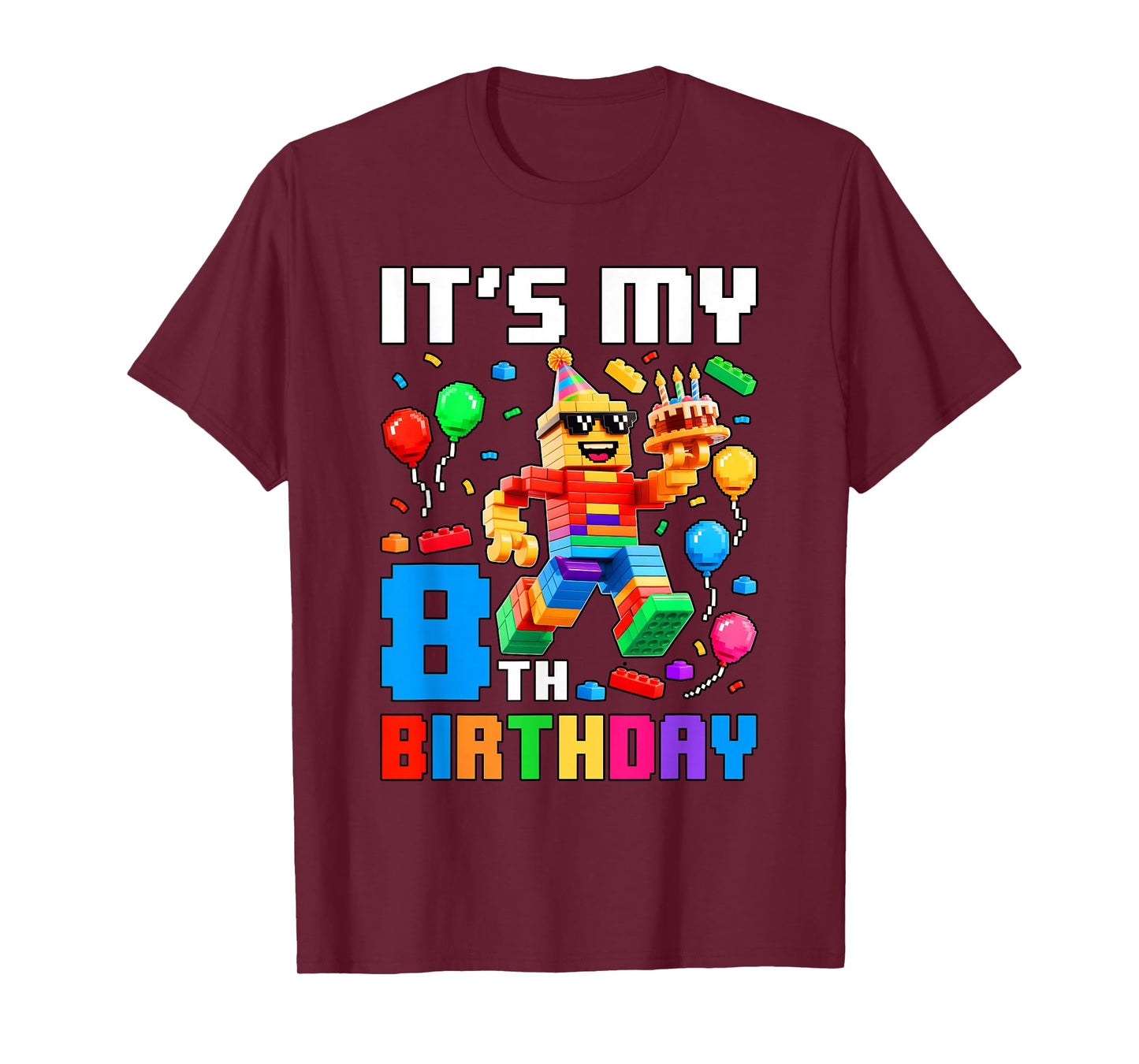 It's My 8th Birthday Building Brick 8 Years Old Boys Kids T-Shirt