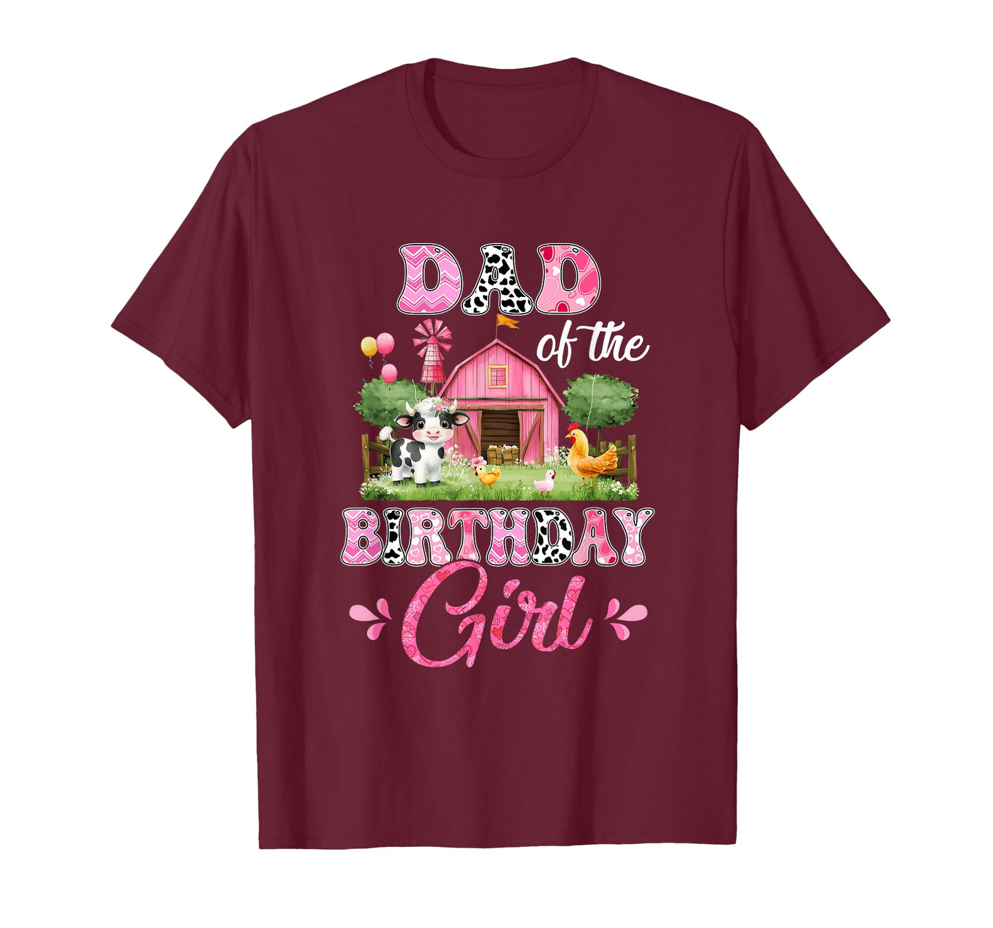 Dad Of The Birthday Girl 1St Birthday Cow Farm Family T-Shirt