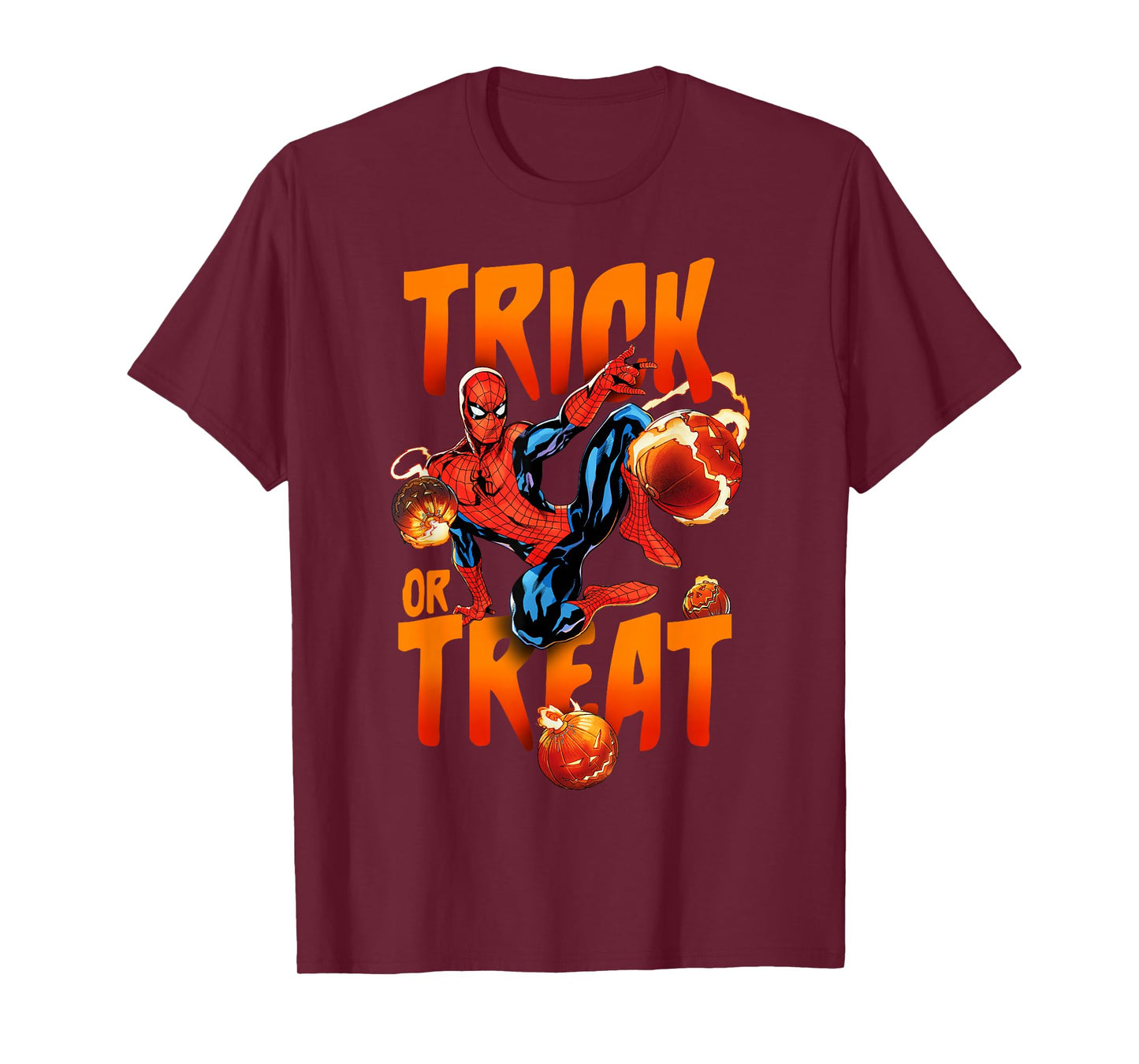 Marvel Spider-Man Halloween Trick Or Treat Pumpkin Bombs T-Shirt