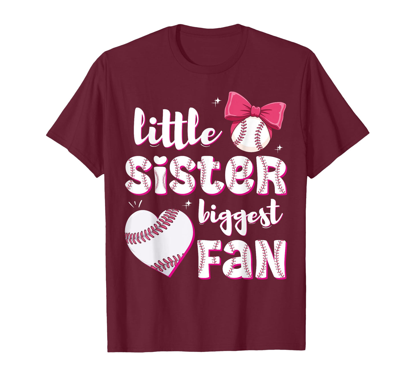 Baseball Little Sister Biggest Fan Baseball Girls Lil Sis T-Shirt