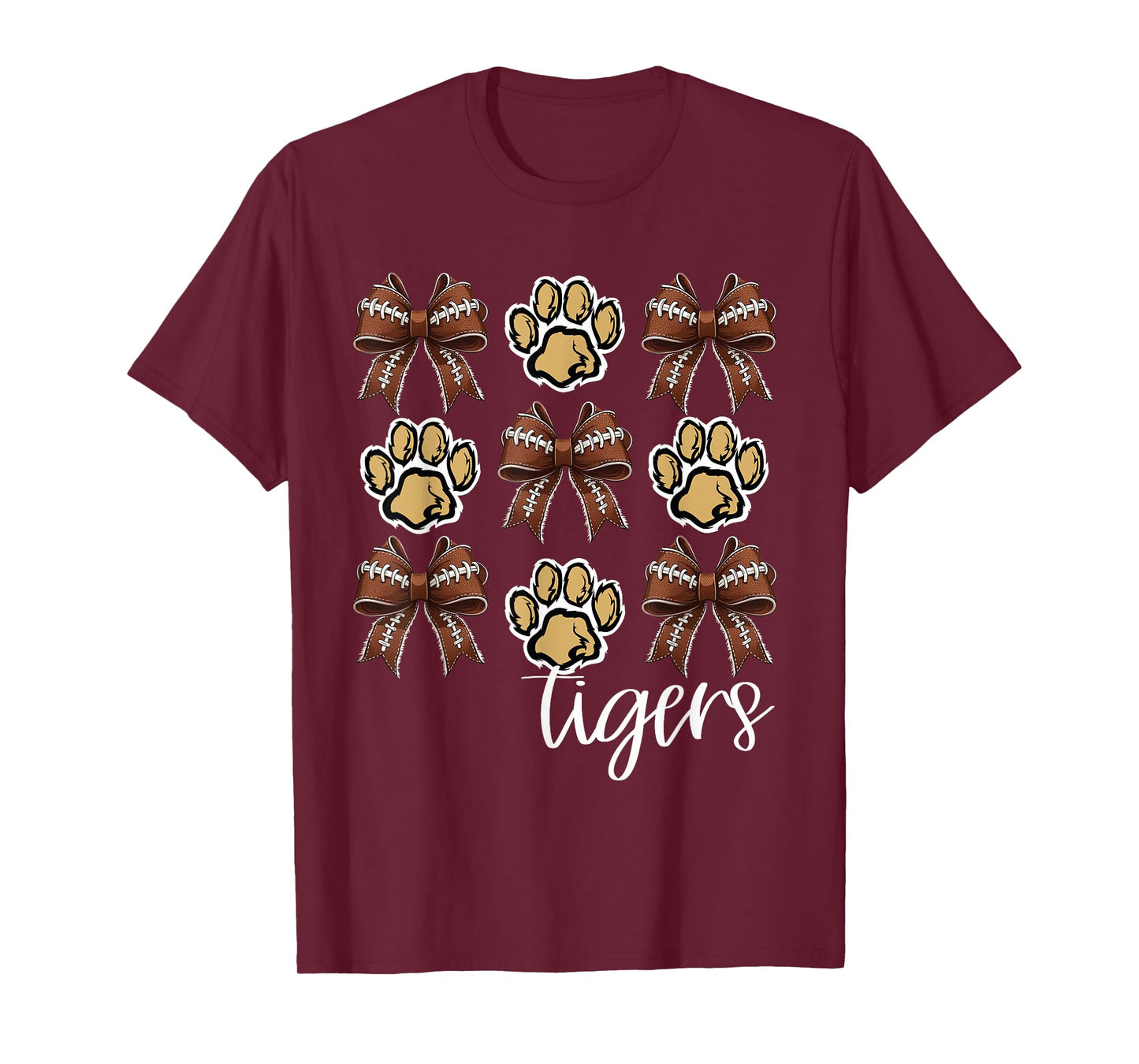 Tigers Football Mom Coquette Bows Game Day Gold Tigers T-Shirt