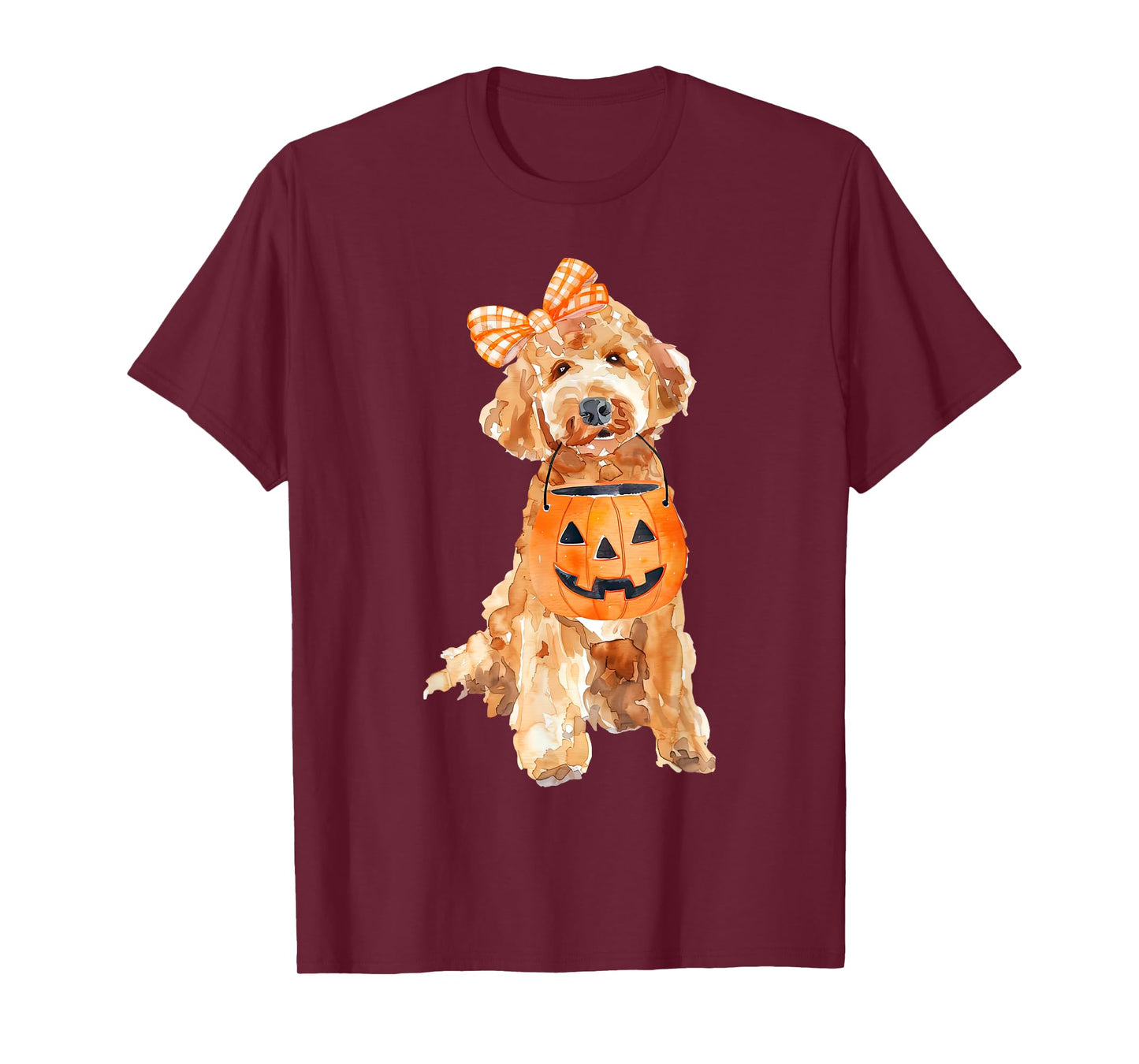 Retro Goldendoodle Pumpkin Jack O Lantern Halloween Dog Mom T-Shirt