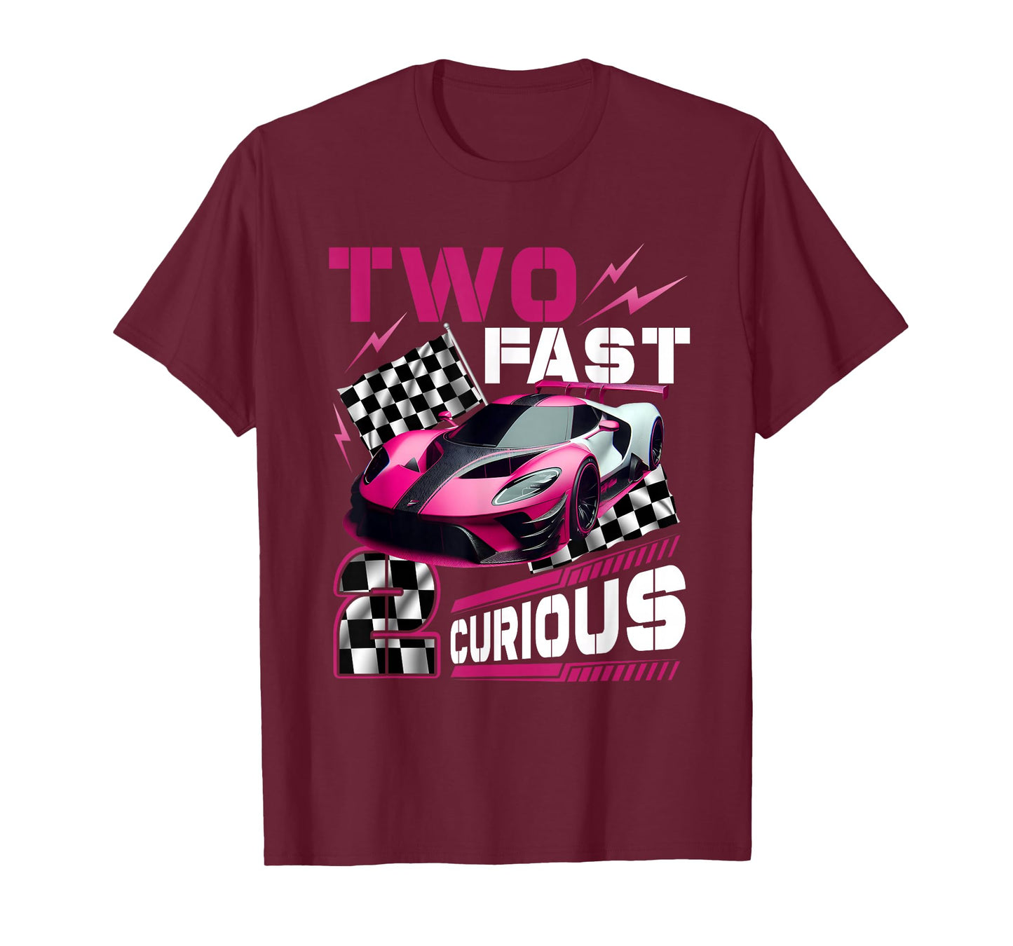 Girl Race Car 2Nd Birthday Decorations Two Fast 2 Curious T-Shirt