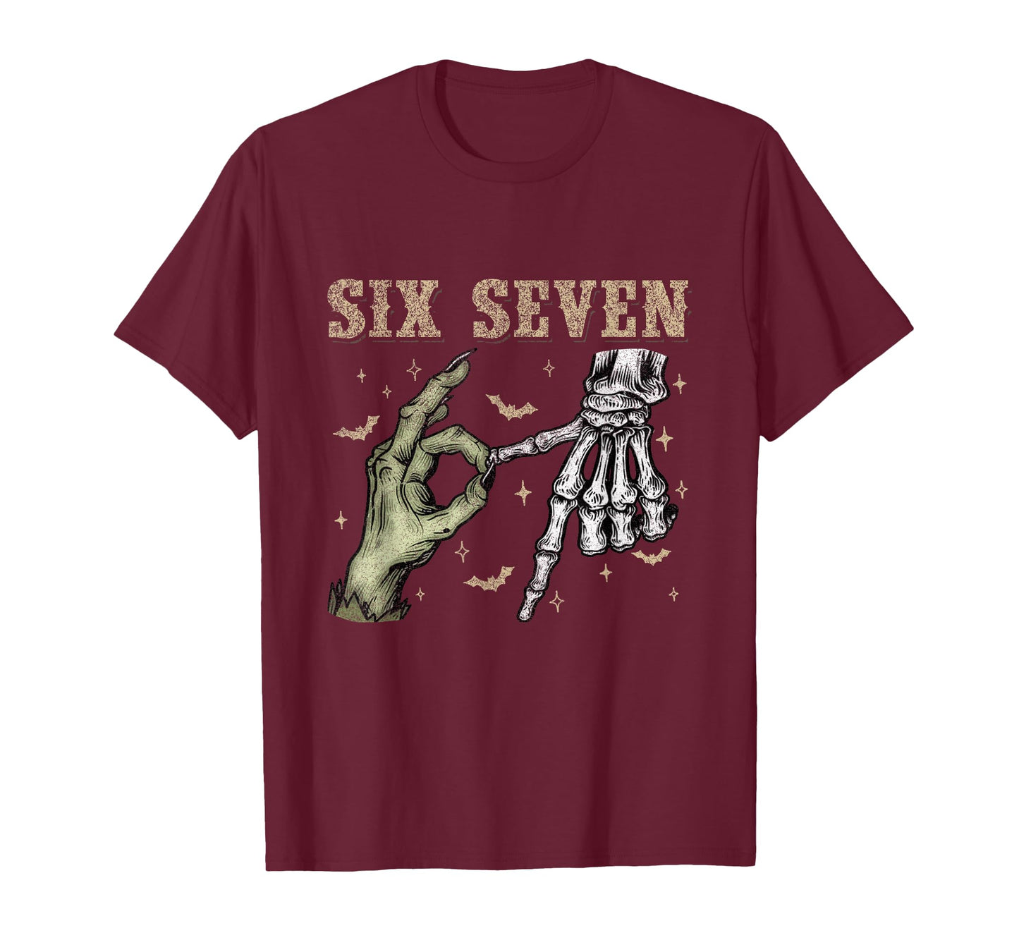 Six Seven 6 7 Halloween 67 Spooky Skeleton Monster Hands T-Shirt