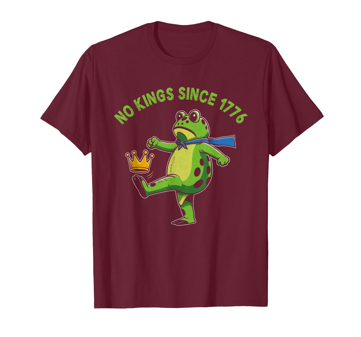 No Kings Since 1776 Portland Frog Kicking Crown Retro T-Shirt