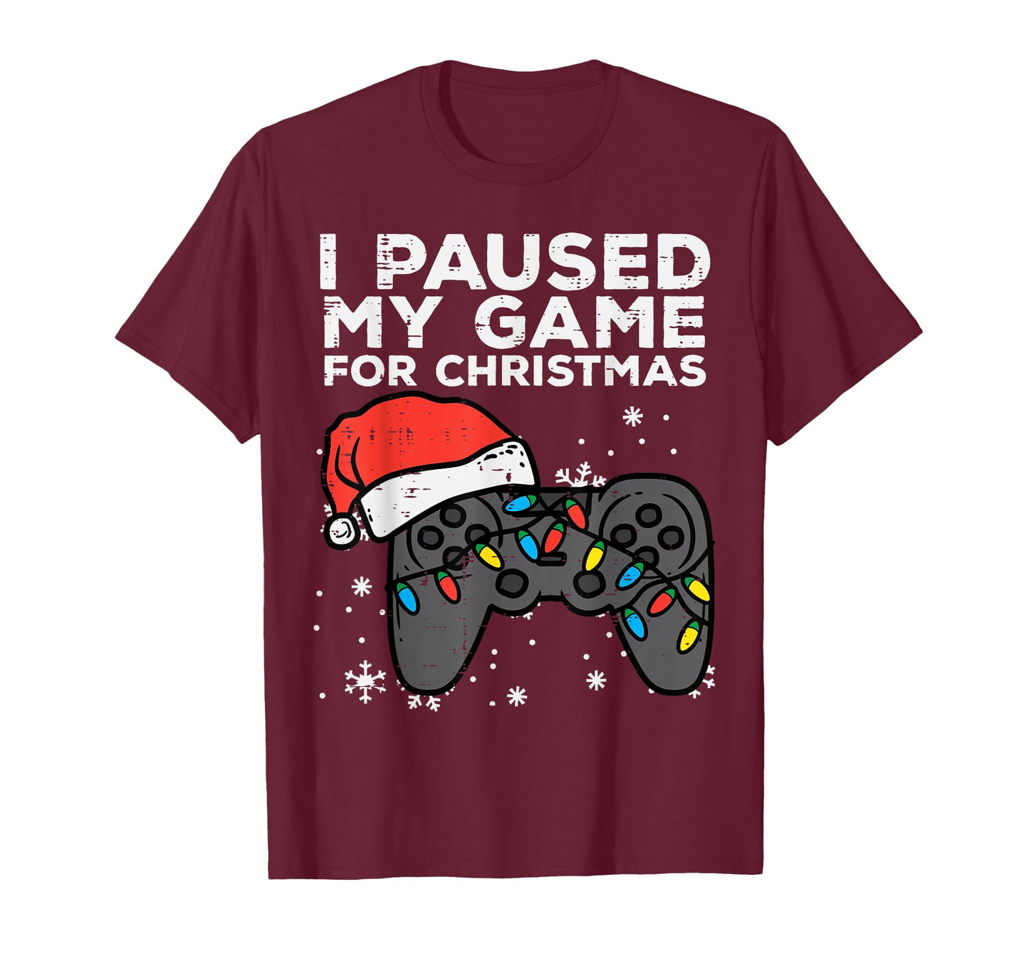 Paused My Game Christmas Gamer Xmas Men Boys Kids Youth Teen T-Shirt