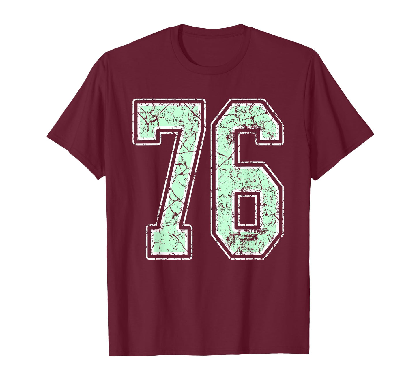 Mint Green White Sports Number 76 Jersey Uniform Player T-Shirt