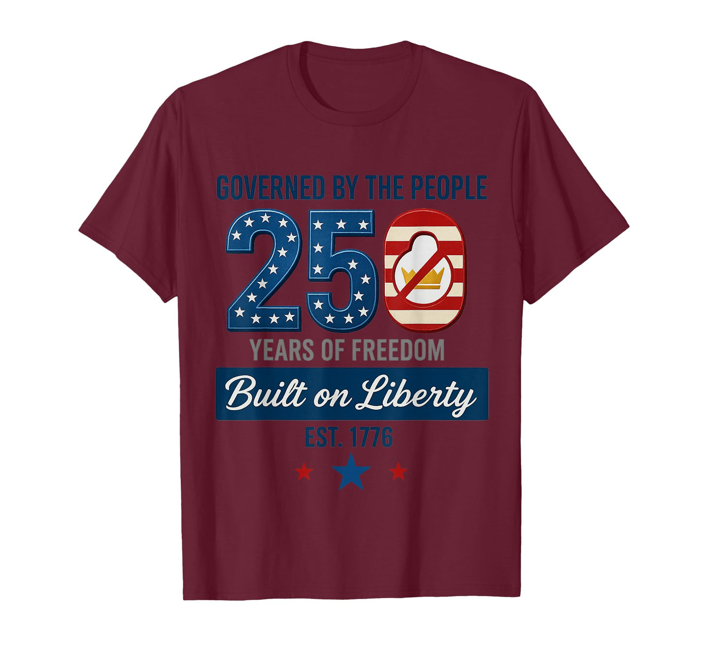No Kings Governed by The People 250 Years Independence Day T-Shirt