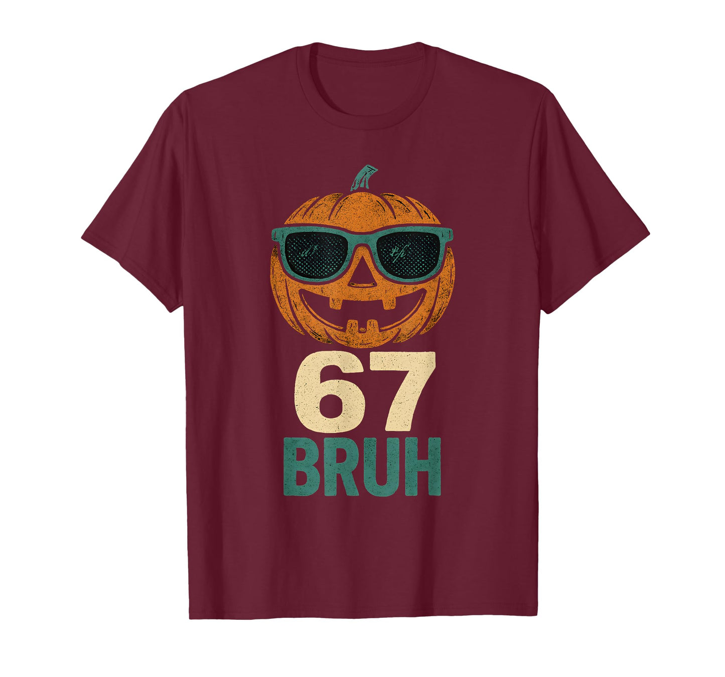 67 Halloween Bruh Pumpkin 6-7 Meme Gen Alpha Slang Six Seven T-Shirt