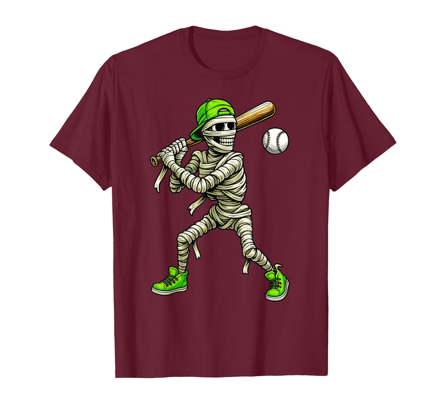 Skeleton Mummy Baseball Halloween Costume Boys Kids Men T-Shirt
