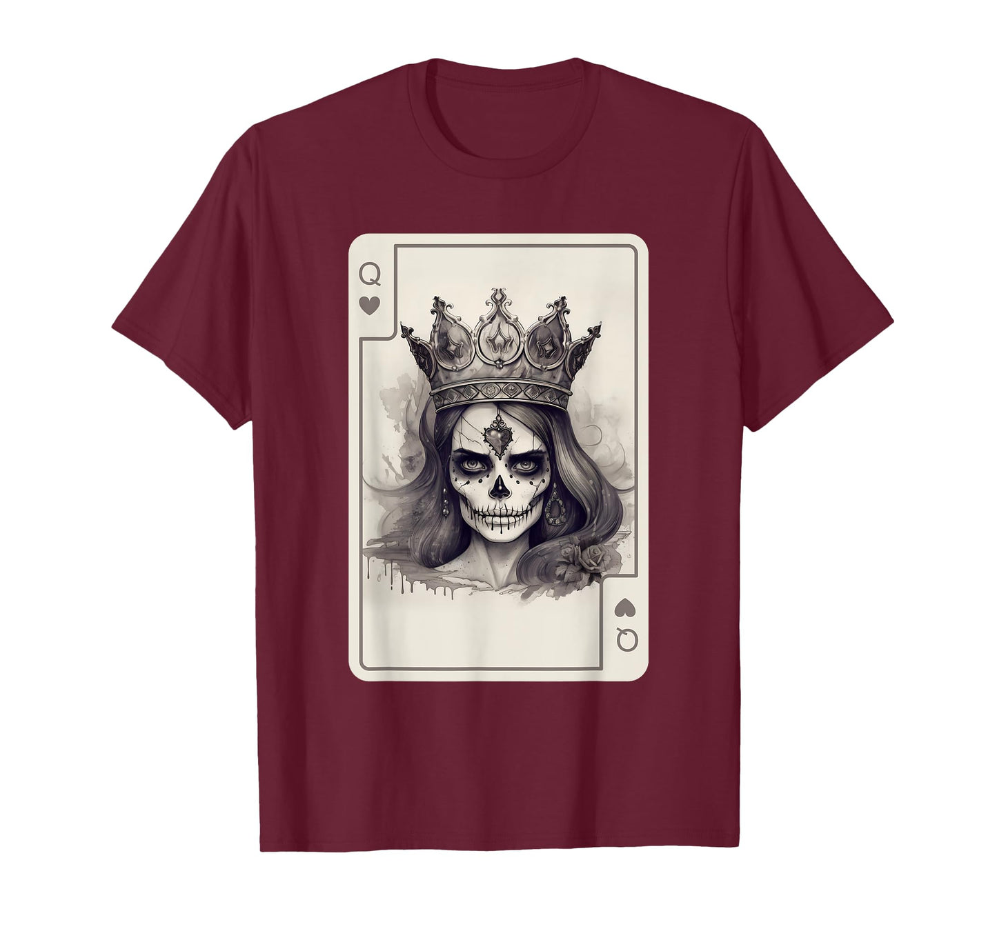 Queen of Hearts Gothic Poker Card Game Halloween Creepy T-Shirt