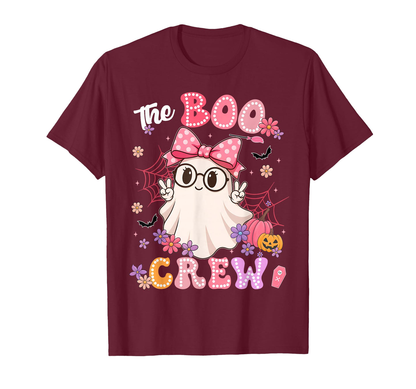 The Boo Crew Cute Ghost Coquette Halloween Costumes Girl T-Shirt