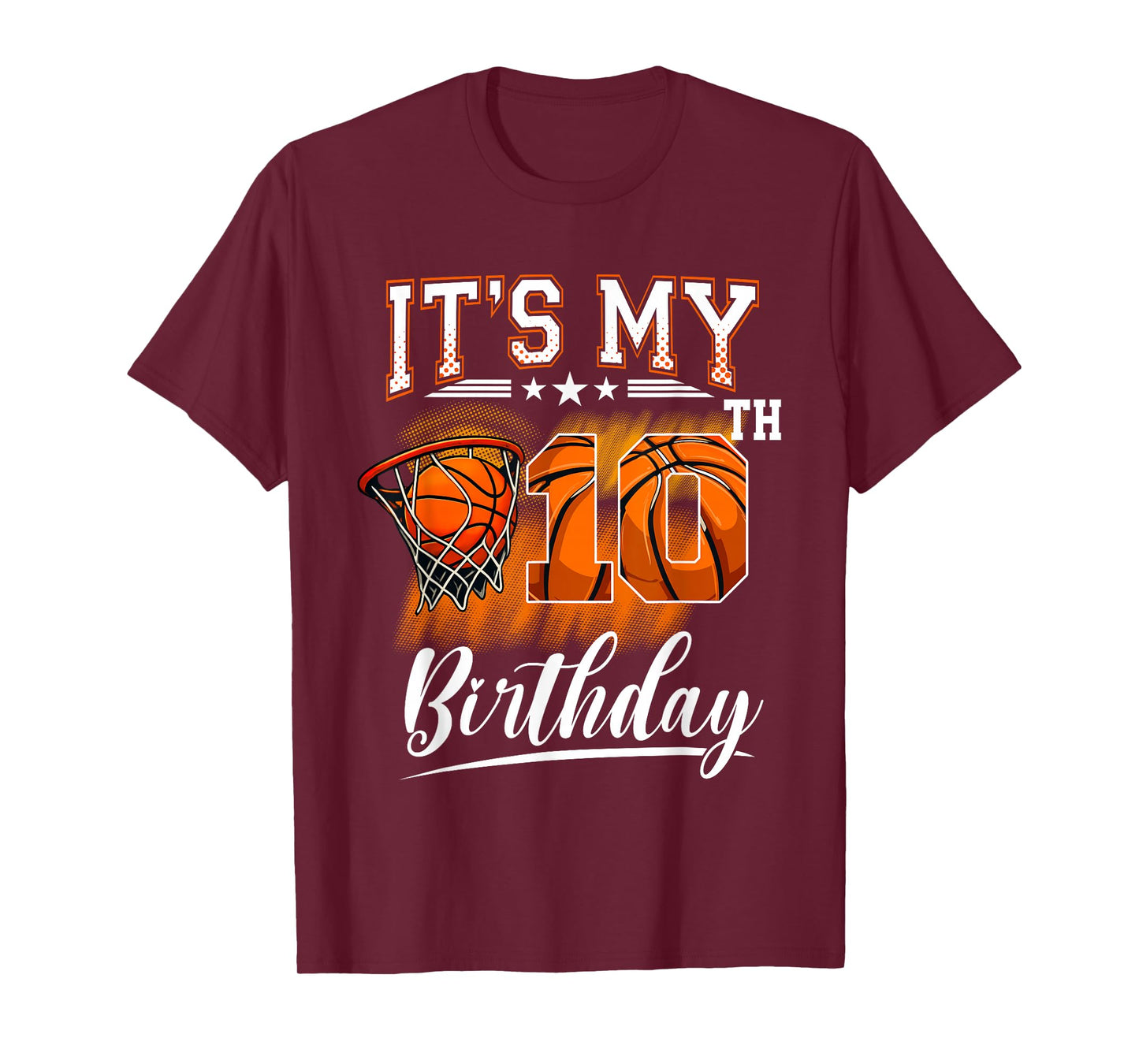 It's My 10th Birthday Basketball Theme 10 Years Old Birthday T-Shirt
