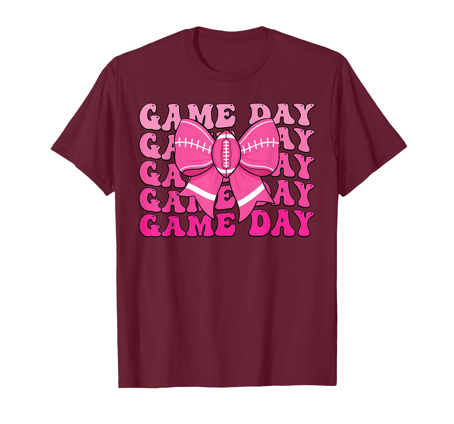 Game Day Football Season Football Mama Pink Coquette Bow T-Shirt