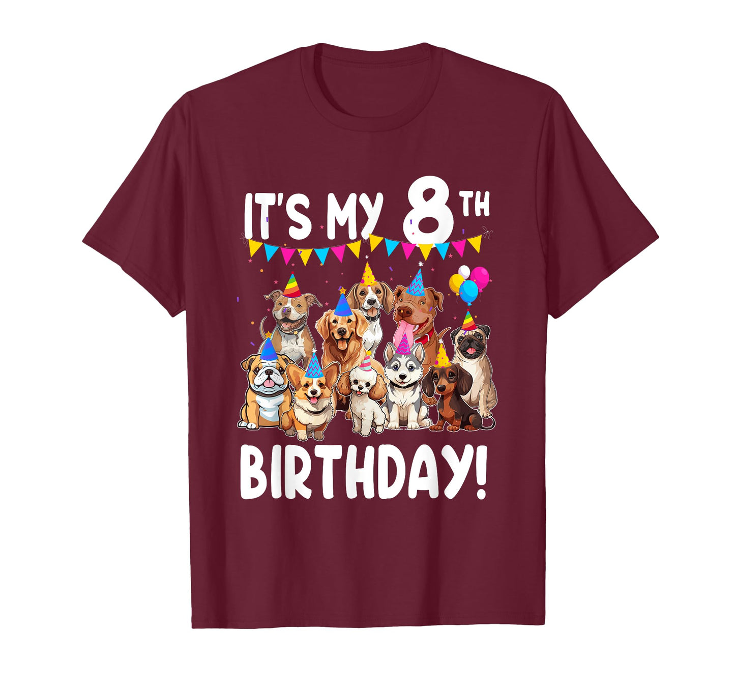 It's My 8th Birthday Dogs Lover Theme 8 Year Old T-Shirt