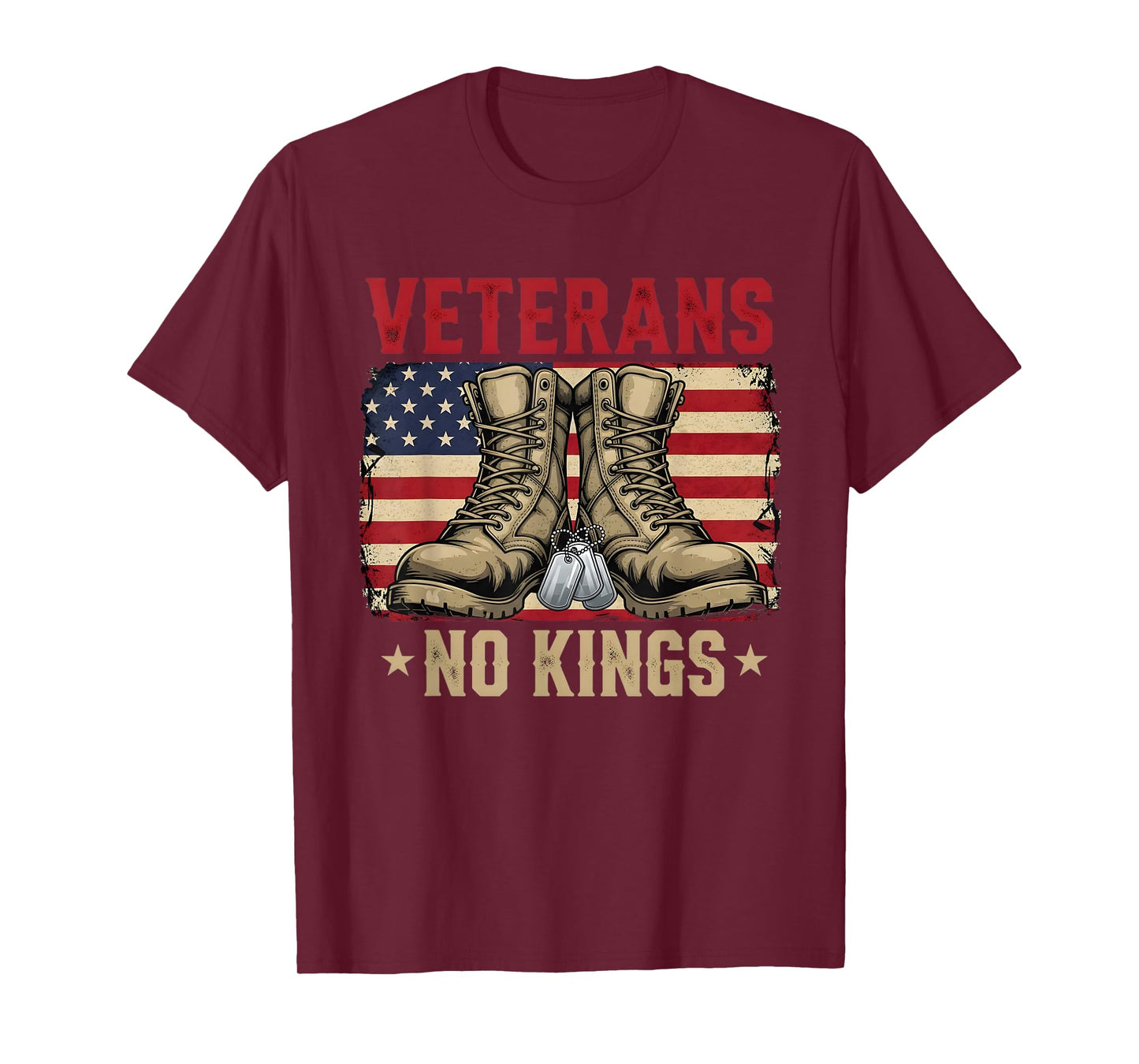 Veterans No Kings Shirts Vintage Patriotic America Flag T-Shirt