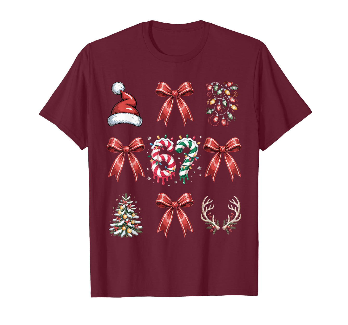 67 Ribbon Christmas Tree Xmas Holiday Number 67 T-Shirt