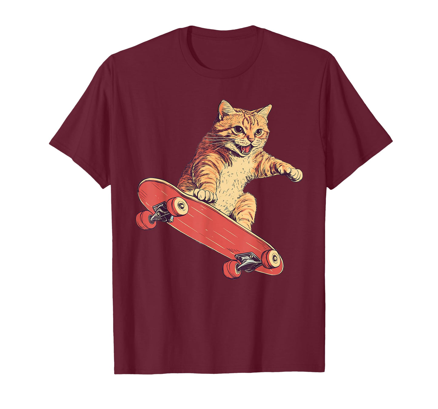 Funny Cat On A Skateboard Skateboarding T-Shirt