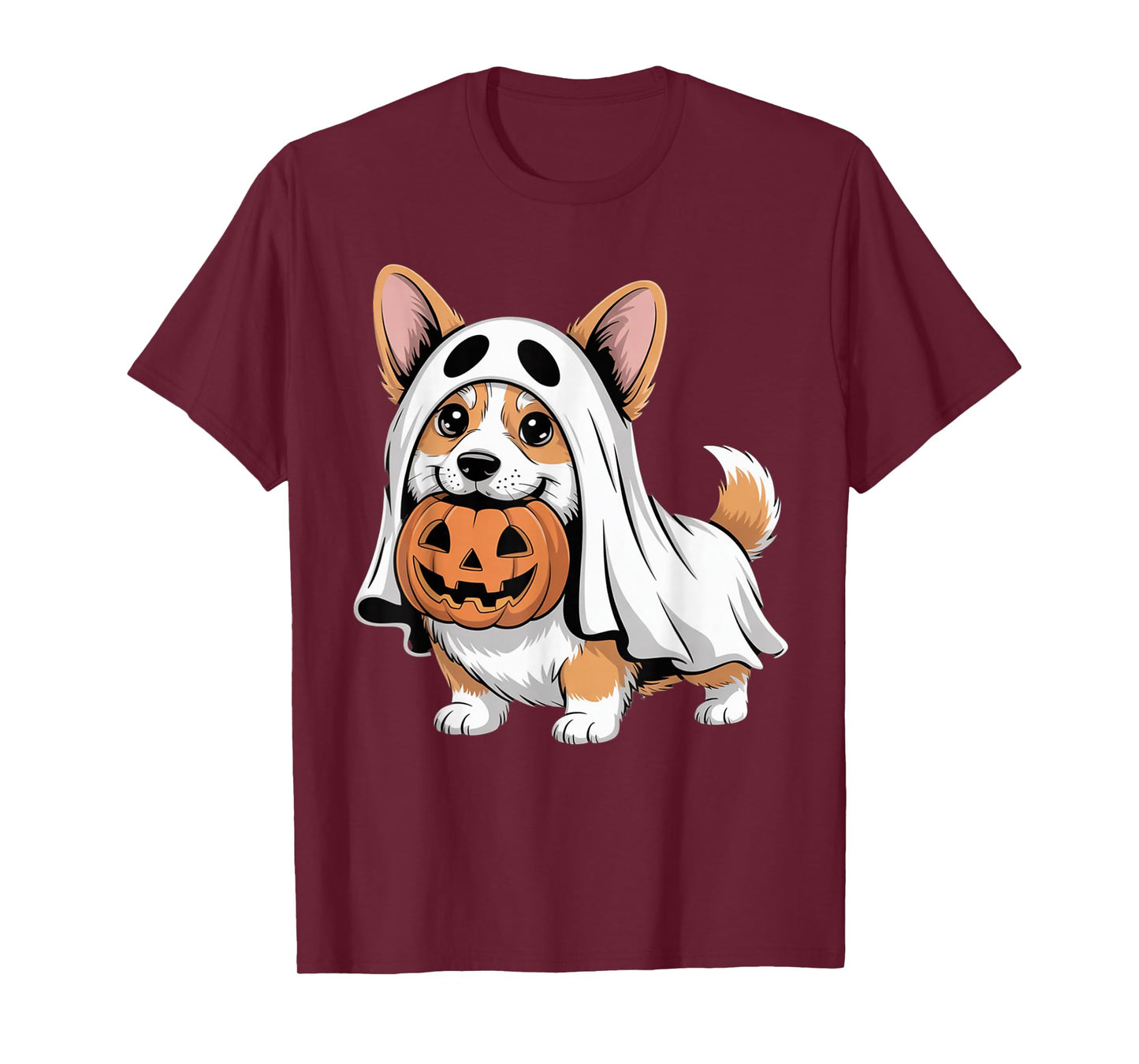 Cute Corgi Ghost Pumpkin Dog Owner Halloween Costume T-Shirt