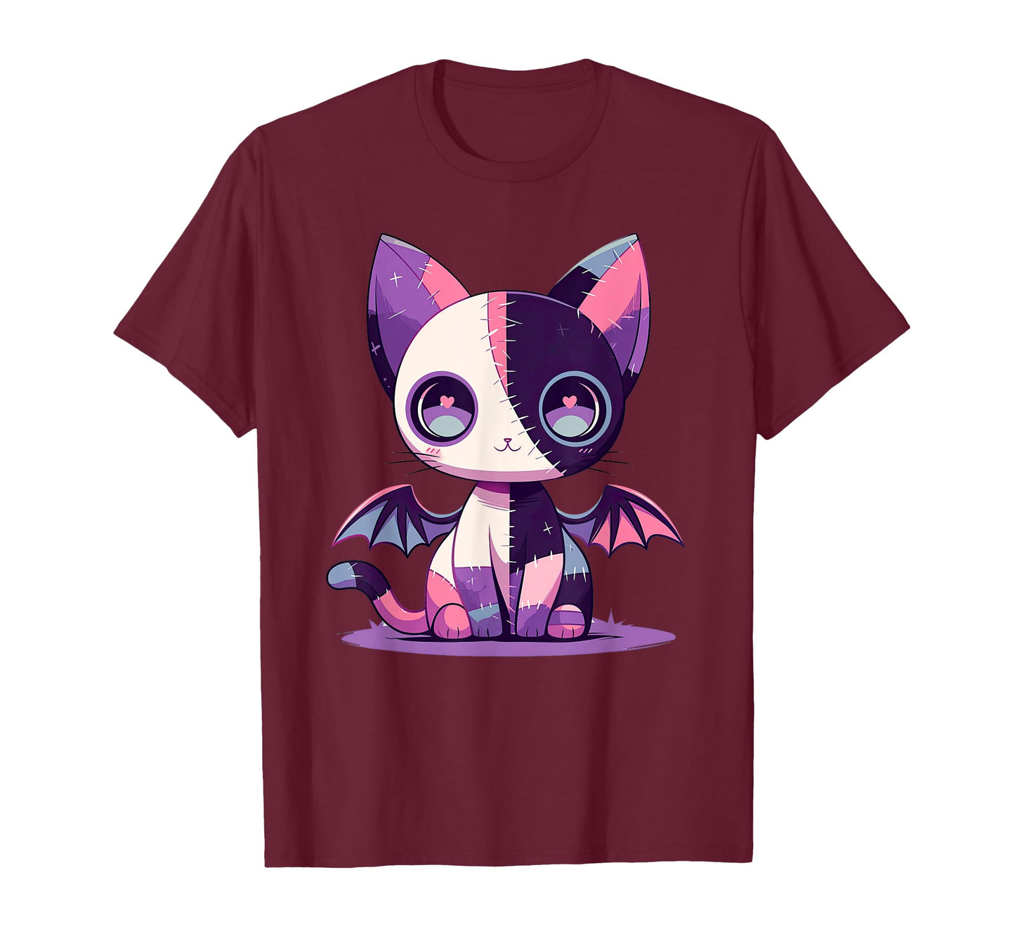 Kawaii Pastel Goth Creepy Cute Witchy Zombie Patchwork Cat T-Shirt