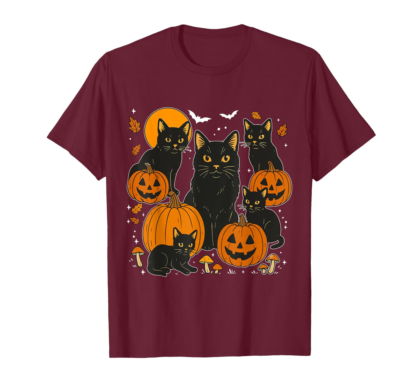 Retro Black Cat Halloween Pumpkin Costume For Women Men Kids T-Shirt