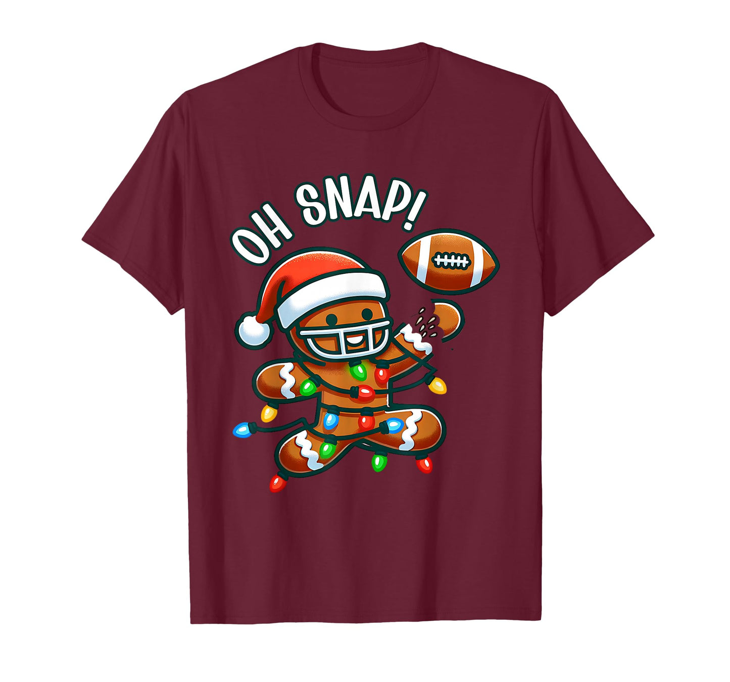 Funny Gingerbread Man Pajamas & PJs Xmas Holiday Oh Snap Gingerbreadman Christmas Football T-Shirt