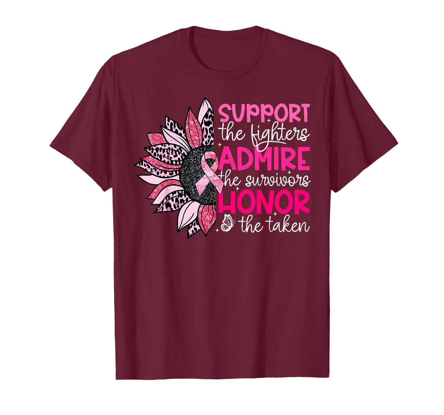 Sunflower Support Admire Honor Breast Cancer Awareness T-Shirt