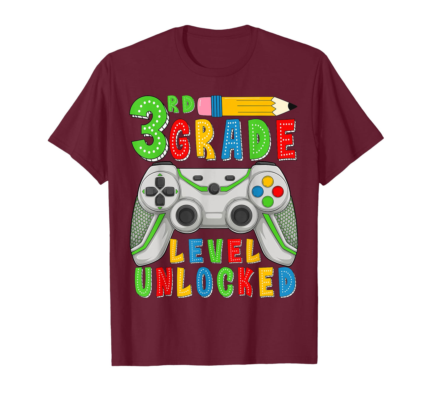 3rd Third Grade Level Unlocked Back To School Gamer Boys Kid T-Shirt