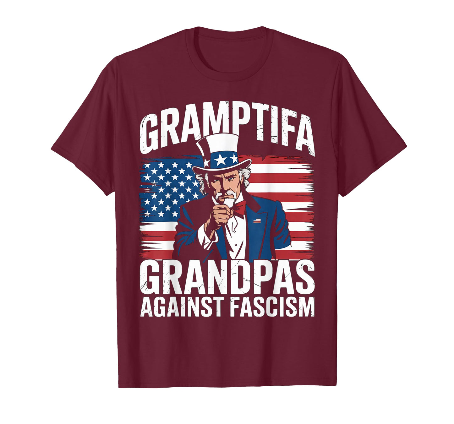 Gramptifa Grandpa Against Fascism Flag Resist No Kings Papa T-Shirt