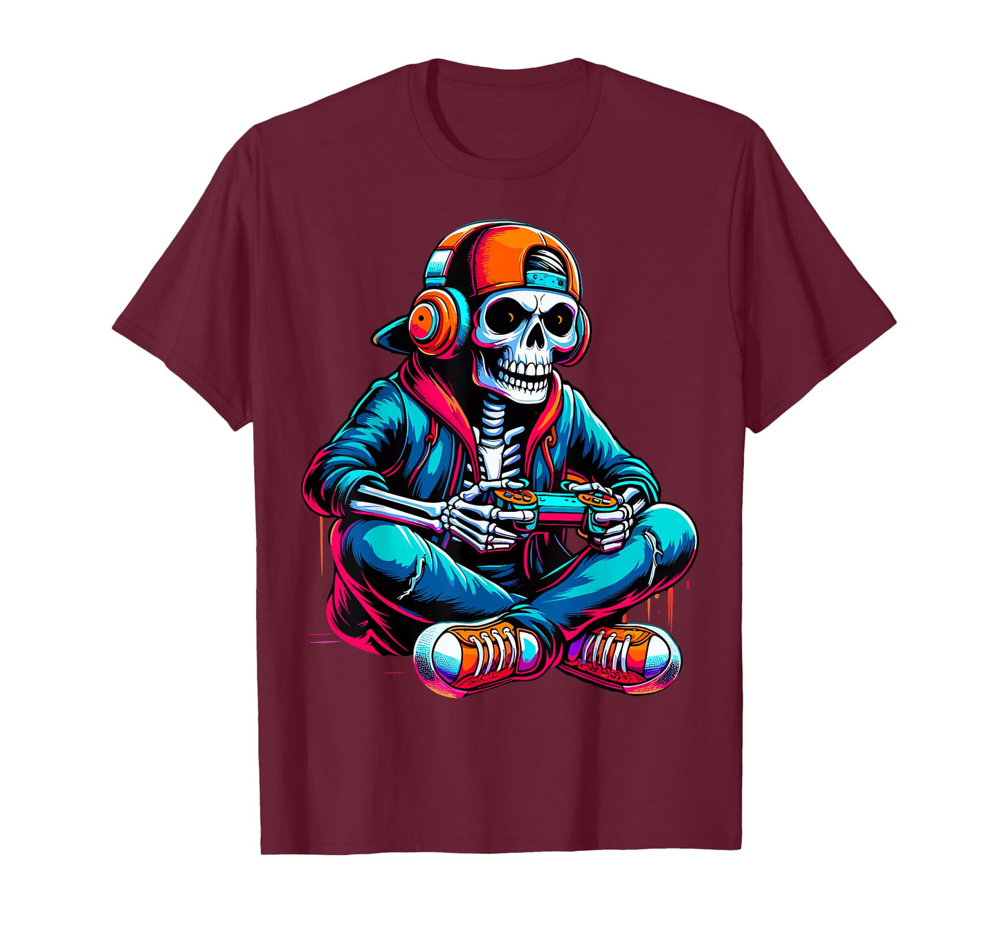 Halloween Skeleton Gamer Boys Video Gaming T-Shirt