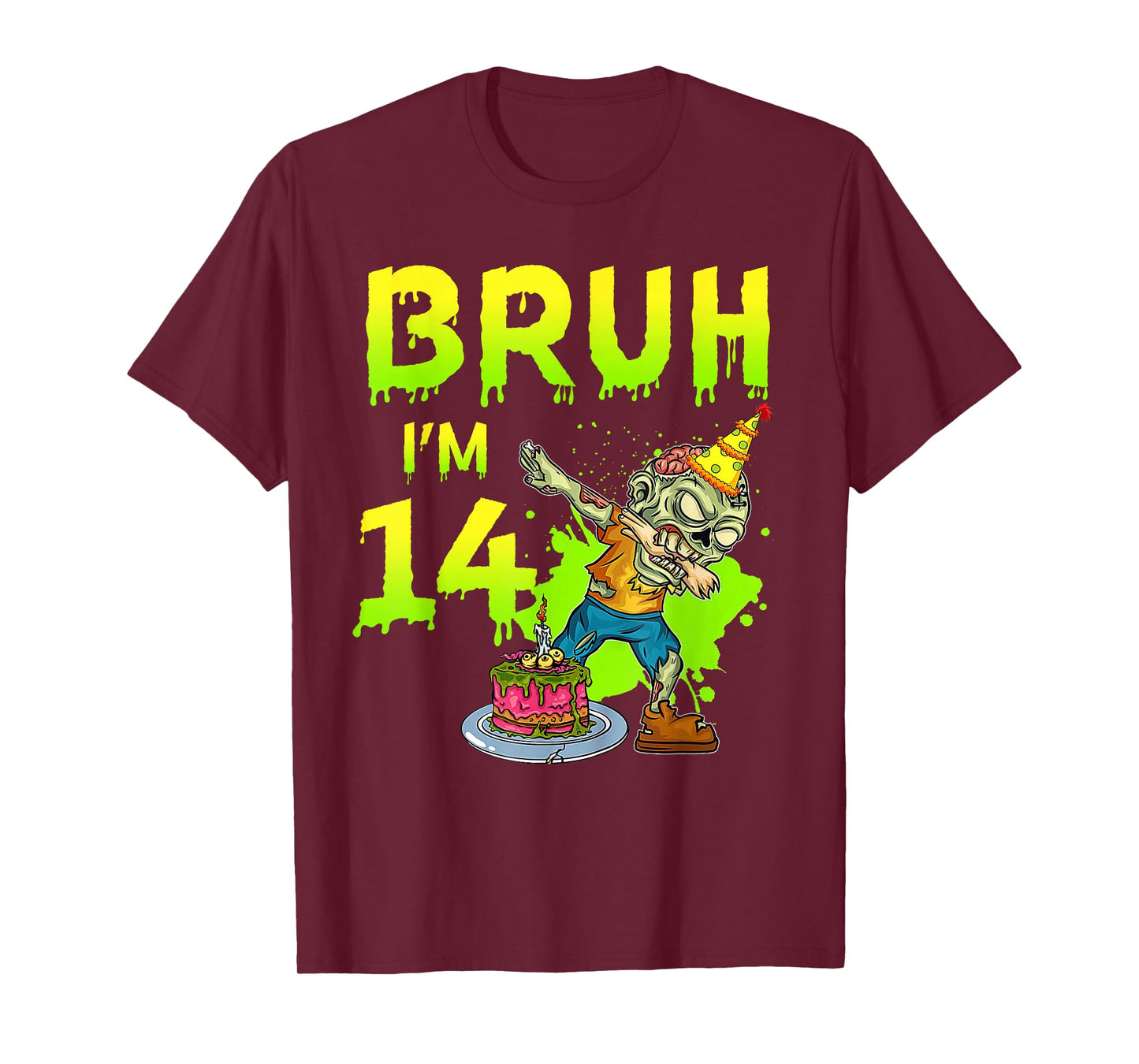Bruh I'm 14th Birthday Zombie Lover 14 Years Old Boys T-Shirt