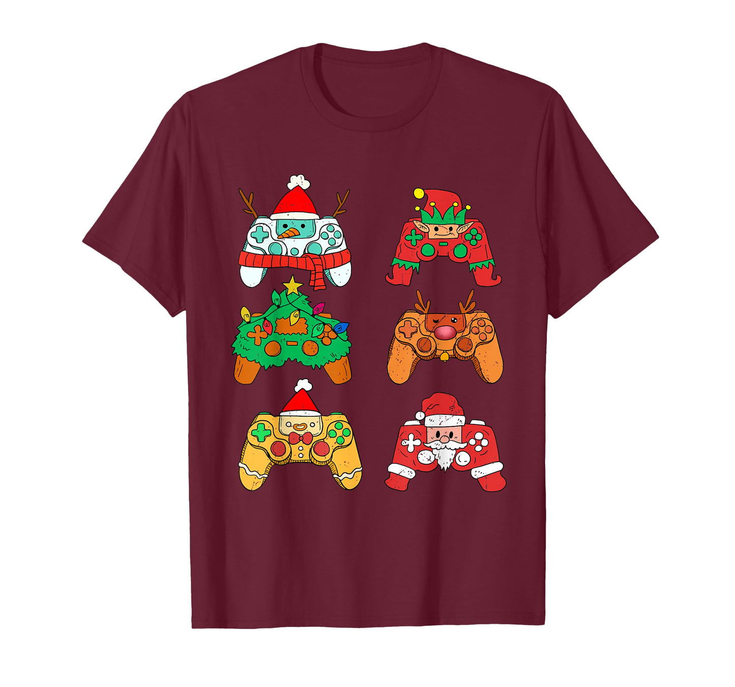Video Game Christmas Santa Elf Gaming Controllers Gamer Boys T-Shirt