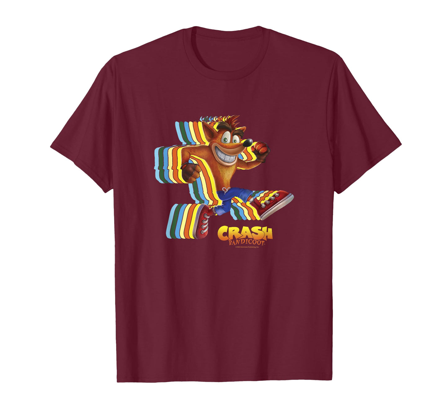 Crash Bandicoot Retro Crash Rainbow Vintage Action Glitch T-Shirt