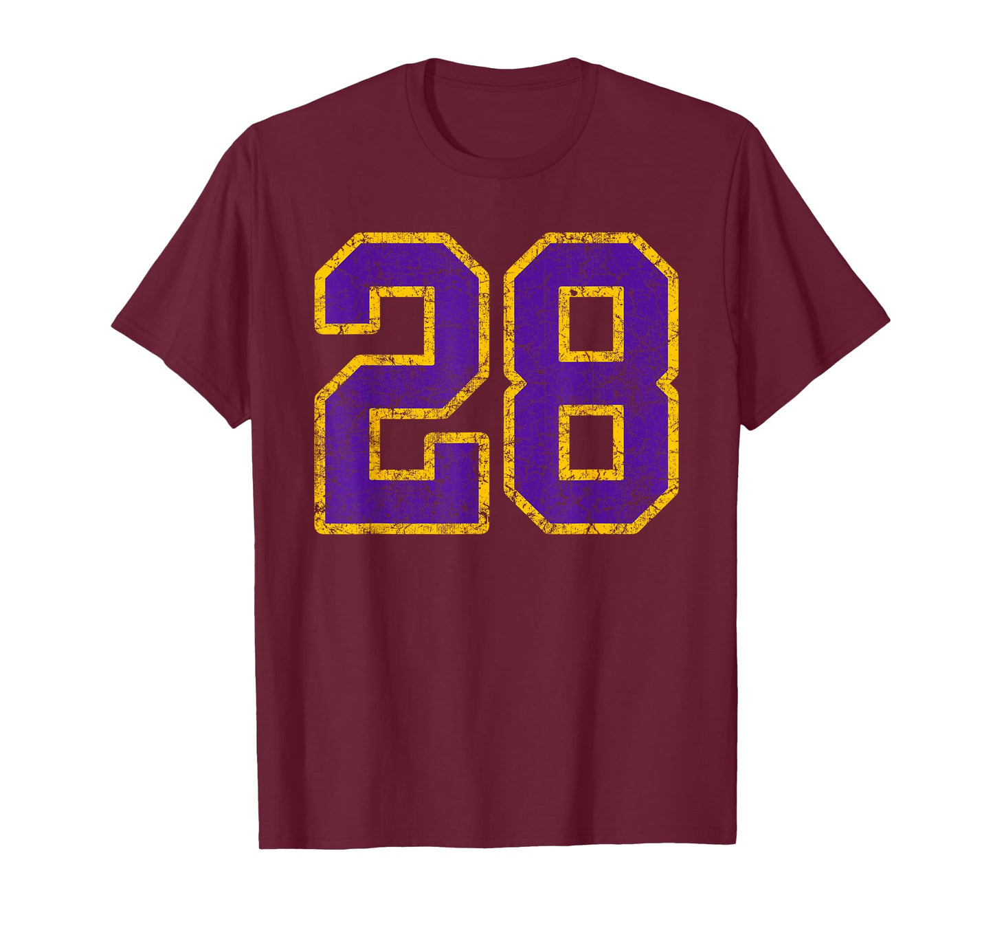 Purple Gold Number 28 Jersey Player Uniform #28 Grunge T-Shirt