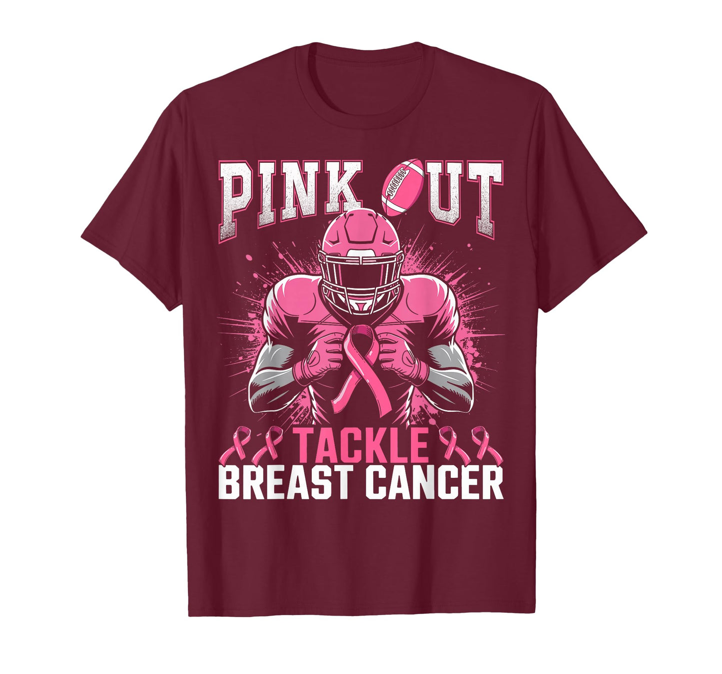Pink Out Tackle Breast Cancer Awareness American Football T-Shirt
