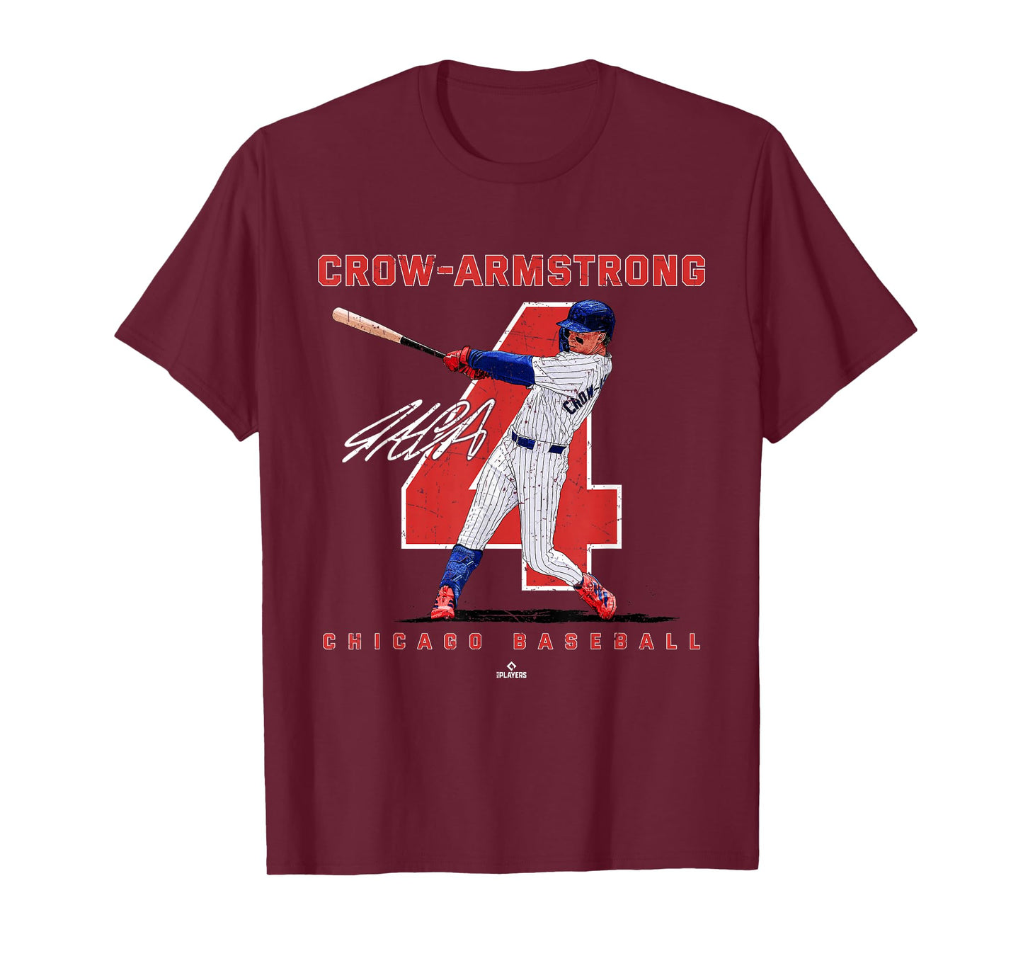 Number and Portrait Pete Crow Armstrong Chicago Baseba MLBPA T-Shirt