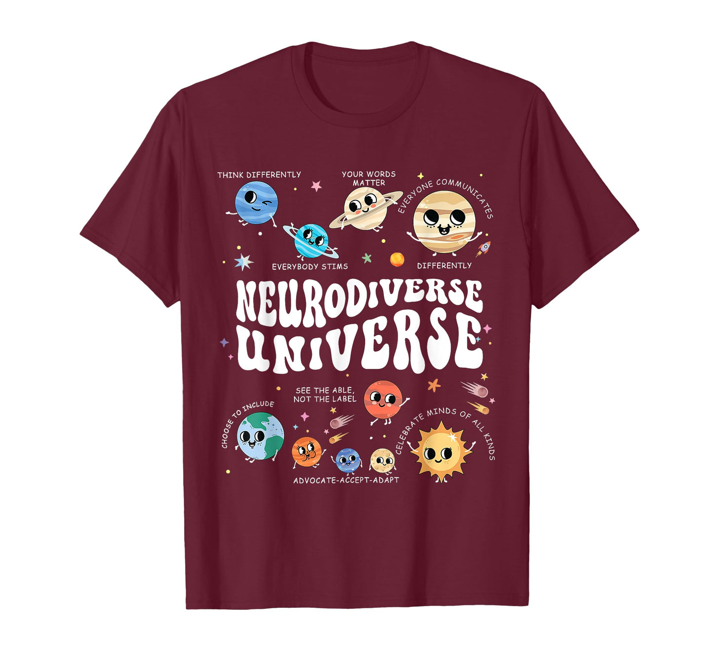 Neurodiverse Universe Autism Awareness Space Neurodiversity T-Shirt