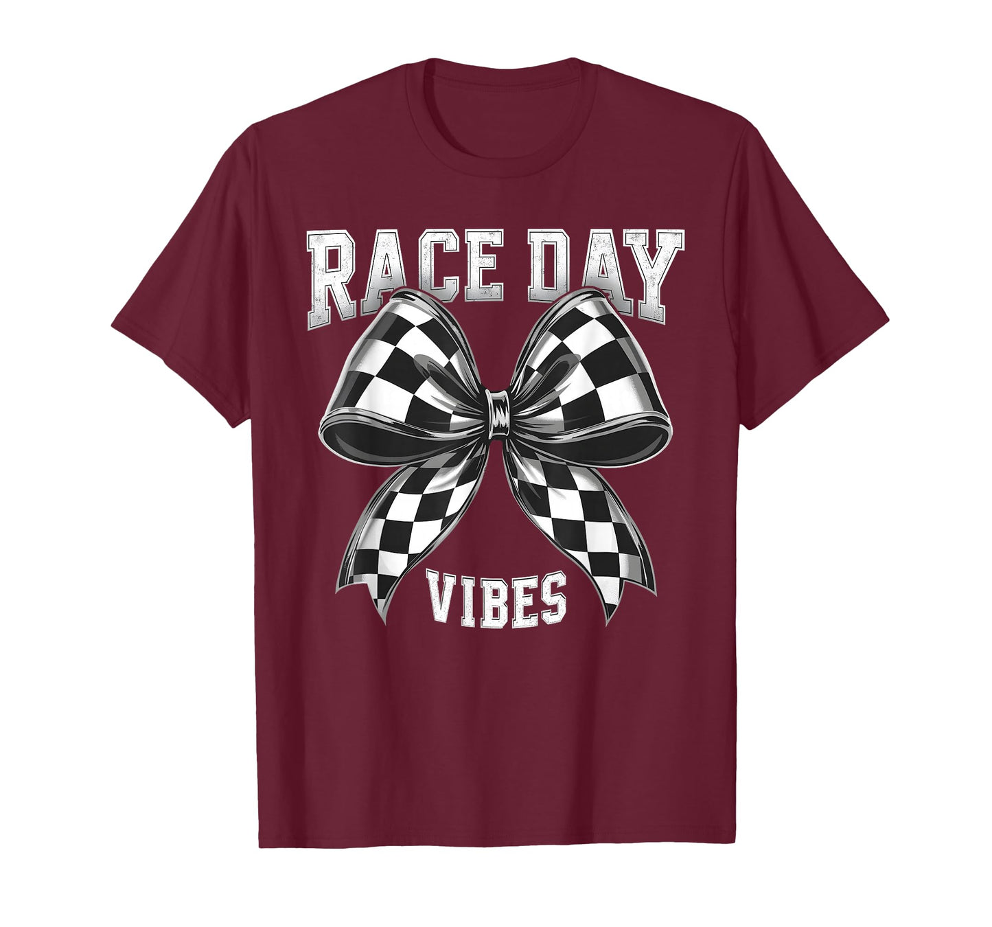 Race Day Vibes Checkered Coquette Bow Car Racing men women T-Shirt