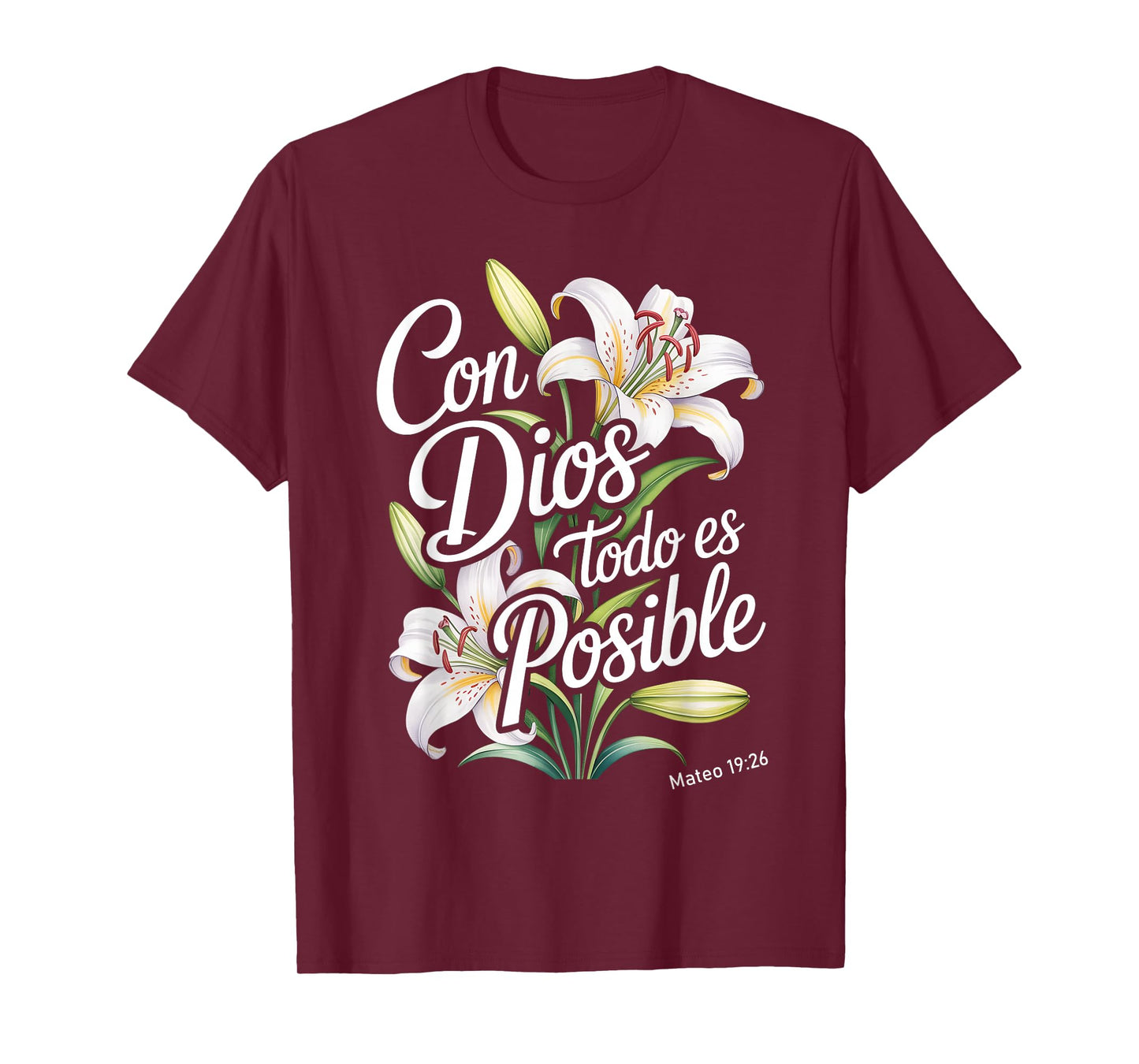 Con Dios Todo ES Posible Shirt Christian Spanish for Womens T-Shirt