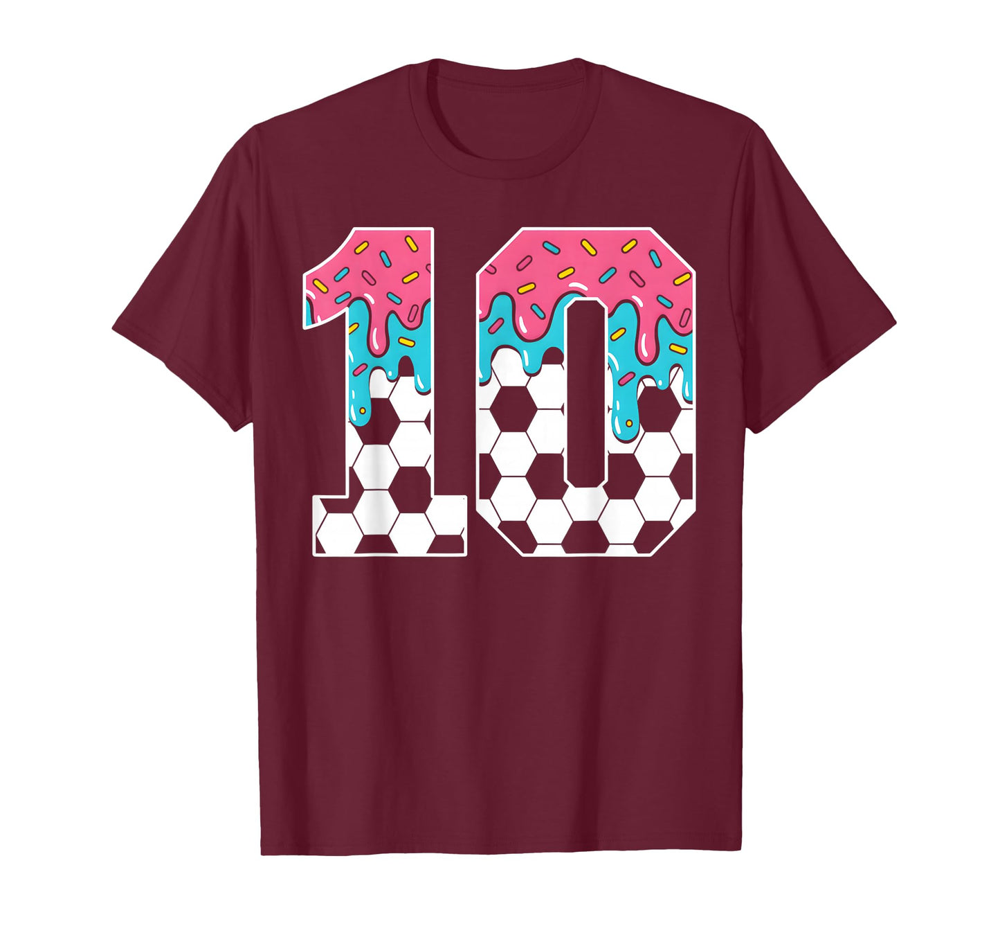 Soccer 10 Year Old Ice Cream Drip Youth 10th Birthday Boy 10 T-Shirt